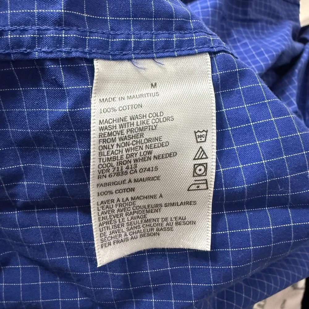 NAUTICA Men's Classic Fit Wrinkle Resistant‎ Button Down Shirt Blue Checkered M